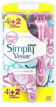 Набір одноразових станків для гоління, 4 + 2 шт. - Gillette Simply Venus 3 — фото N1