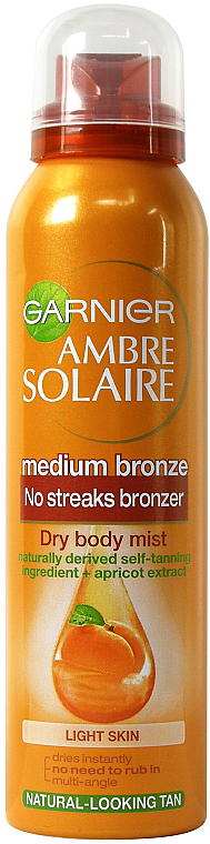 Спрей-автозасмага - Garnier Ambre Solaire No Streaks Bronzer Medium Self Tan Body Mist — фото N2