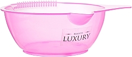 Парфумерія, косметика Миска пластикова із зубчиками для фарби, рожева - Beauty LUXURY