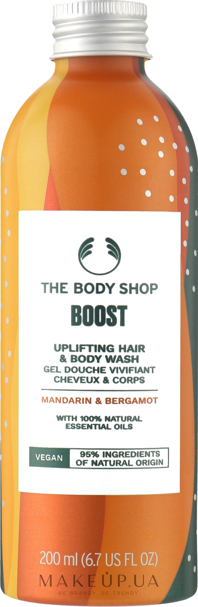 Шампунь-гель для душу "Бергамот та мандарин". Заряд енергії - The Body Shop Mandarin & Bergamot Boost Uplifting Hair & Body Wash — фото 200ml