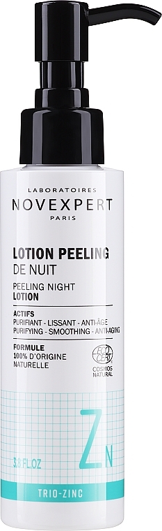 Нічний лосьйон-пілінг для обличчя з цинком - Novexpert Trio-Zinc Lotion Peeling De Nuit