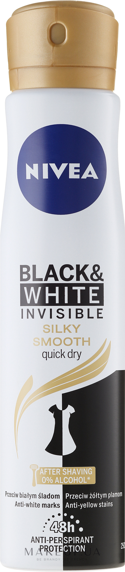 Дезодорант-антиперспірант "Ніжність шовку" - NIVEA Black & White Invisible Silky Smooth Antyperspirant Spray — фото 150ml