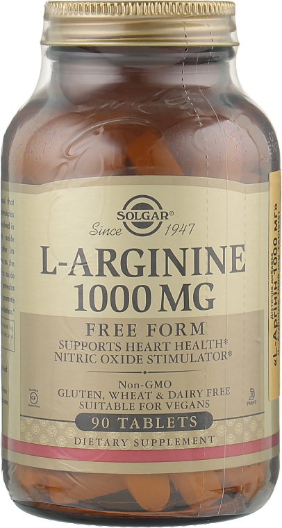 Пищевая добавка L-Аргинин, капсулы, 1000 мг - Solgar L-Arginine — фото N1