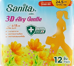 Ультратонкі гігієнічні прокладки з крильцями 24,5 см, 12 шт. - Sanita 3D Airy Gentle Ultra Slim Wing — фото N1