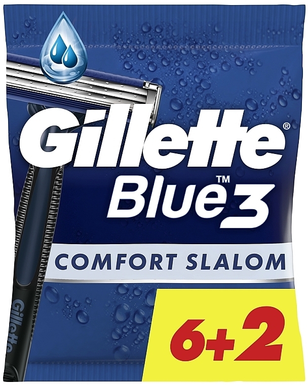 Набор одноразовых станков для бритья, 8 шт. - Gillette Blue 3 Comfort Slalom — фото N1