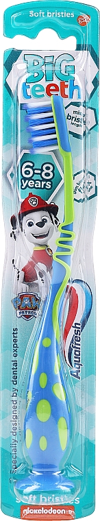 Детская зубная щетка, с 6 до 8 лет, сине-зеленая - Aquafresh Soft Big Teeth — фото N1