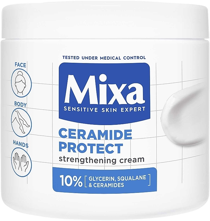 Укрепляющий крем с керамидами для очень сухой кожи лица, рук и тела - Mixa Ceramide Protect Strengthening Cream — фото N1