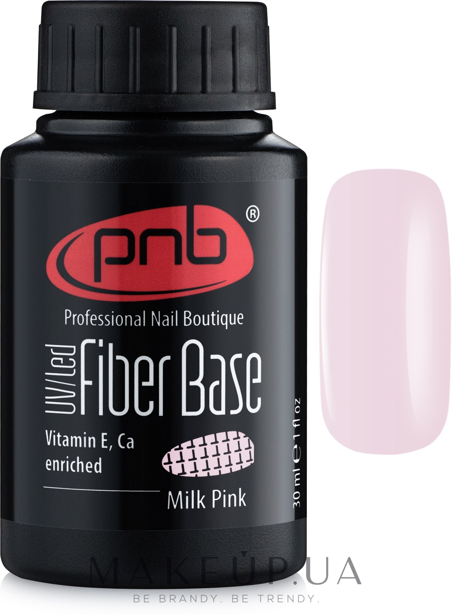 Файбер база з нейлоновими волокнами - PNB Fiber UV/LED Base 30ml — фото Clear Pink