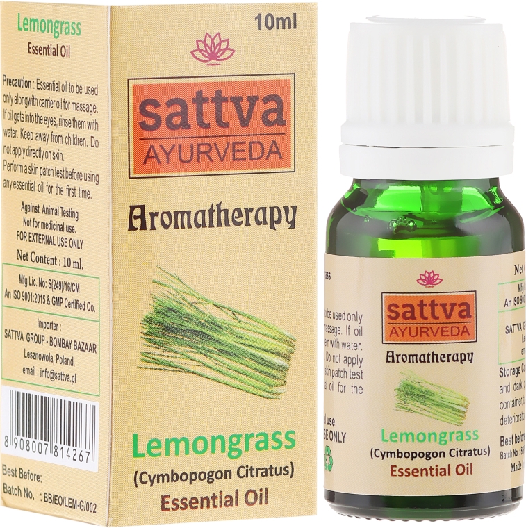 Эфирное масло "Лемонграсс" - Sattva Ayurveda Lemongrass Essential Oil — фото N1