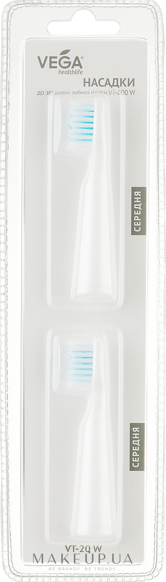 Насадки для электрической зубной щетки, VT-600W, белые - Vega — фото 2шт