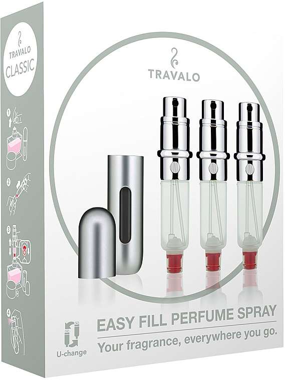 Набір атомайзерів для парфумерії - Travalo Classic HD Silver Set (atomiser/3x5ml + case) — фото N3