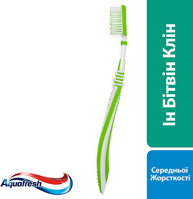 Зубна щітка середня, біло-зелена - Aquafresh In-Between Clean Medium — фото N3
