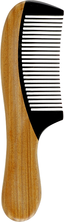 Расческа CS378 для волос, деревянный сандал комби с ручкой, черный - Cosmo Shop — фото N1
