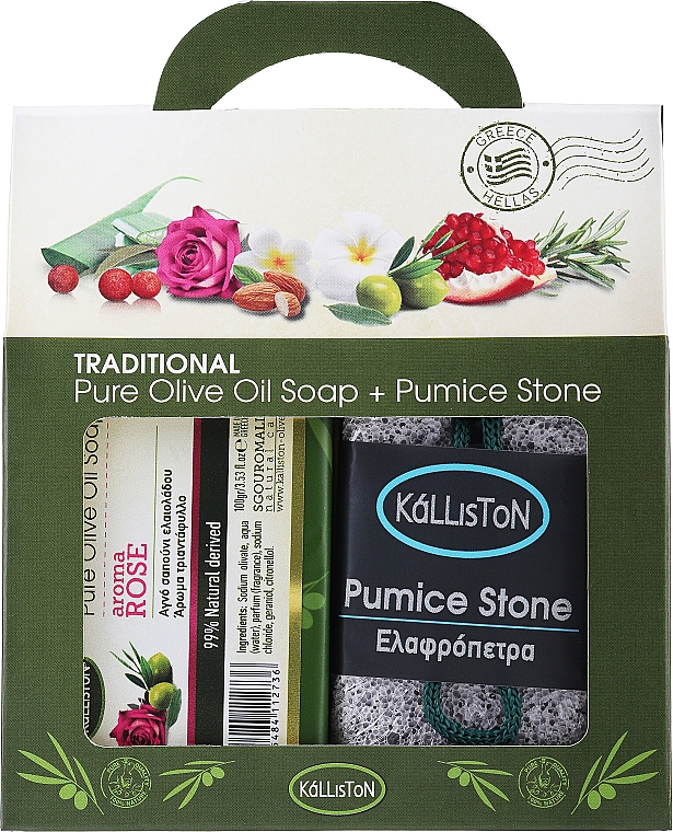Набір, мило з ароматом троянди - Kalliston Gift Box (soap/100g + stone/1pcs) — фото N1