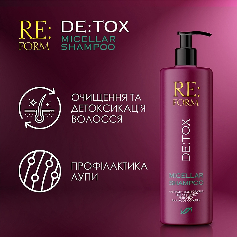 Очищувальний шампунь, міцелярний - Re:form De:tox Micellar Shampoo — фото N3