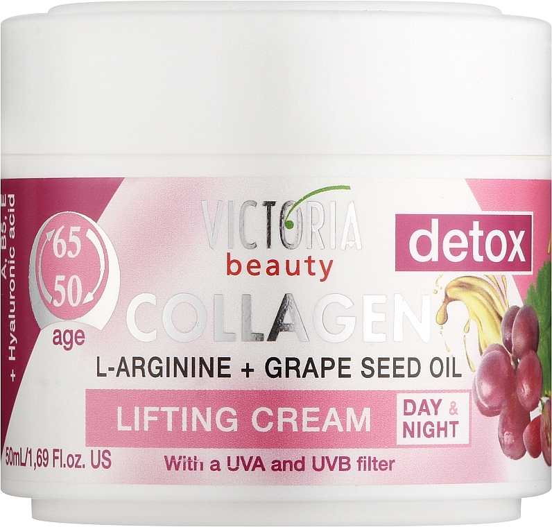 Колагеновий крем "Ліфтинг з олією винограду" - Victoria Beauty Collagen L-Arginine+Grape Seed Oil 50-65 Age
