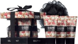 Парфумерія, косметика Набір - Mades Cosmetics Fleurs De Beaute Beauty KIt (sh/g/50ml + b/lot/50ml + h/cr/50ml + sponge)