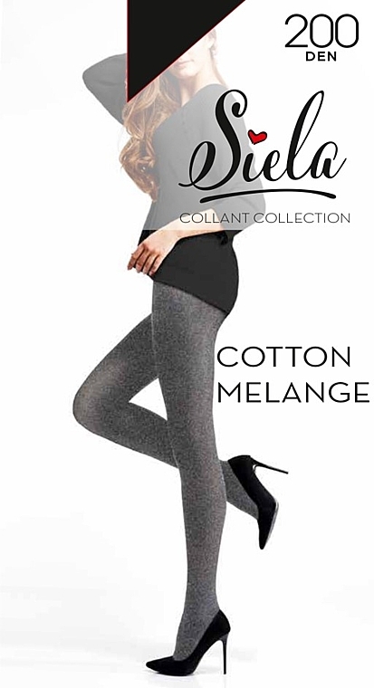 Колготки жіночі "Cotton Melange", 200 Den, dark grey - Siela — фото N1