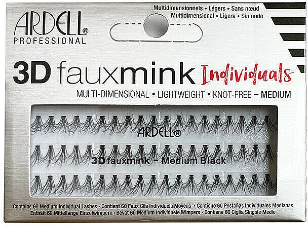 Набір пучкових вій - Ardell 3D Faux Mink Individuals Medium Black — фото N1
