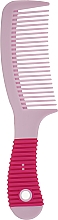 Гребінець для волосся з прогумованою ручкою, рожевий - Inter-Vion — фото N1
