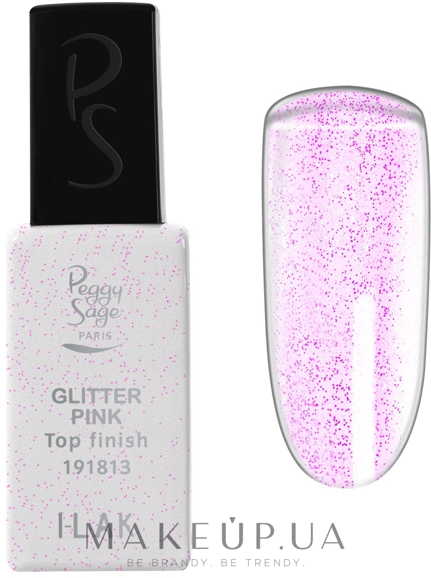 Топове покриття для нігтів  - Peggy Sage Top Finish Glitter Pink I-Lak — фото 11ml