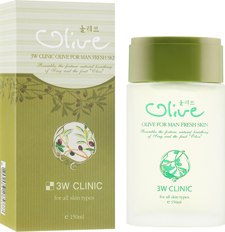Зволожувальний тонер з оливою для чоловіків - 3w Clinic Olive For Man Fresh Skin