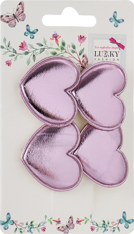 Заколки-зажимы для волос "Блестящие сердечки", 2 шт, розовые - Lukky Fashion — фото N1