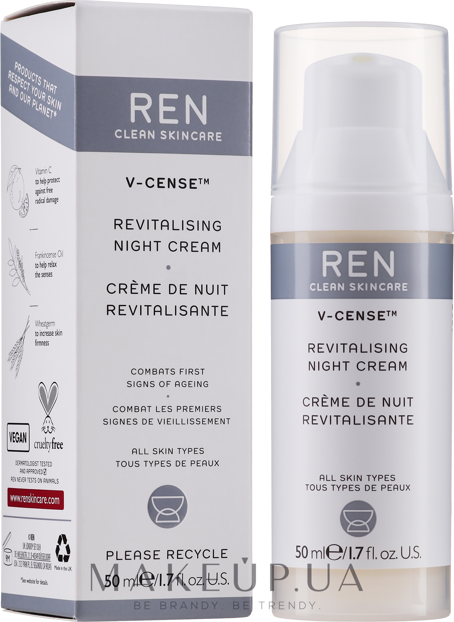 Зволожувальний нічний крем - Ren V-Cense Revitalising Night Cream — фото 50ml