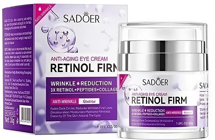 Антивіковий крем під очі з ретинолом - Sadoer Retinol Firm Anti-Aging Eye Cream — фото N1