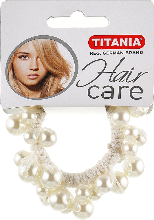 Затискач для волосся еластичний, 8171, білий - Titania Hair Care — фото N1