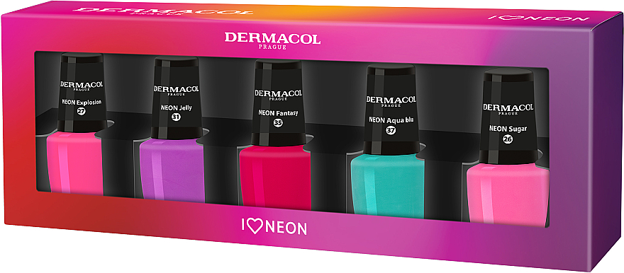 Dermacol I Love Neon Nail Polish (nail/polish/5x5ml) - Набір — фото N1
