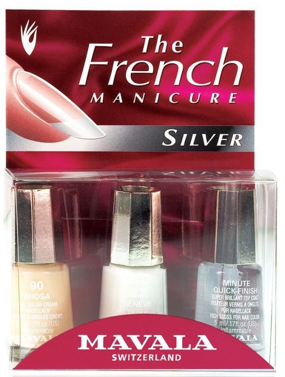 Набор натурального французского маникюра "Серебряный ноготок" - Mavala Kit Natural French Silver (nail/2х5ml + dry/5ml)