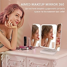 Дзеркало для макіяжу з LED підсвіткою і акумулятором, біле - Aimed Makeup Mirror 360 — фото N6