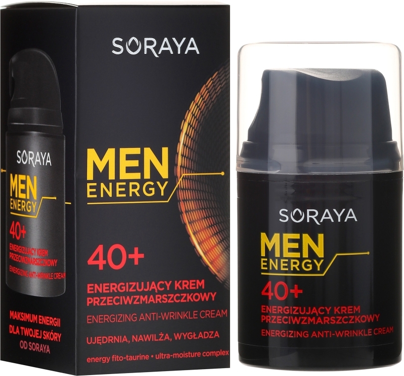Крем проти зморшок, зволожує і розгладжує, 40+ - Soraya Men Energy — фото N3