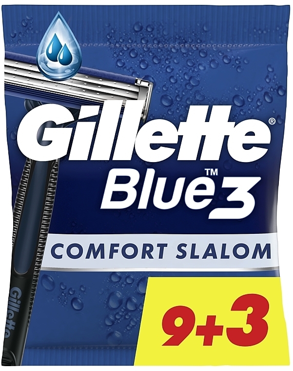 УЦЕНКА Набор одноразовых станков для бритья, 12 шт - Gillette Blue 3 Comfort Slalom * — фото N1