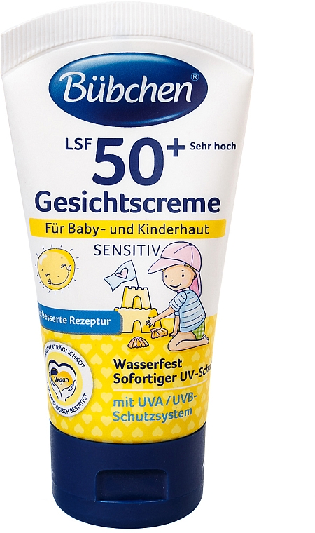 Сонцезахисний крем для обличчя, для немовлят, SPF50 - Bubchen Sensitive Gesichtscreme — фото N2