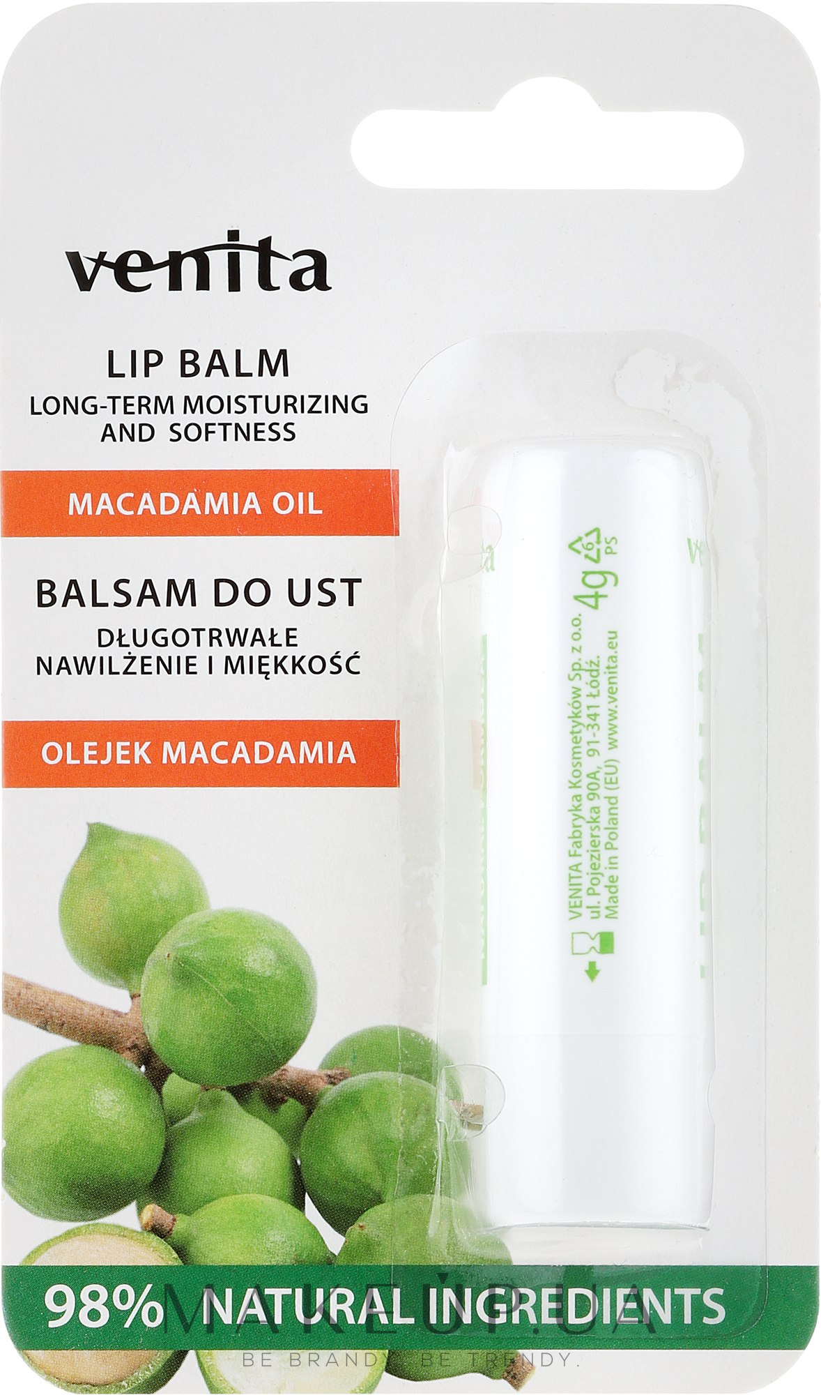 Бальзам для губ "Олія макадамії" - Venita Lip Balm Macadamia Oil — фото 4g