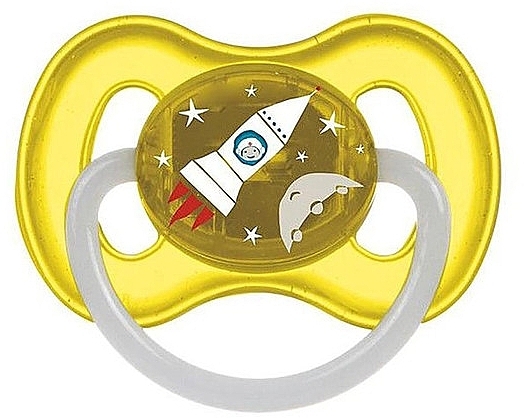 Пустушка латексна кругла 0-6 місяців "Space", жовта - Canpol Babies — фото N1