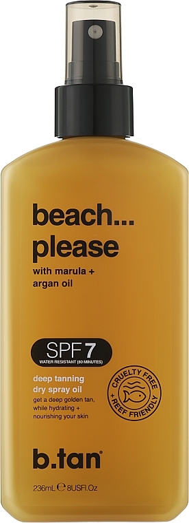 Олія для засмаги з SPF 7 "Beach Please" - B.tan Tanning Oil — фото N1