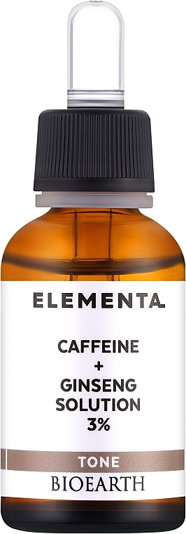 Сироватка для обличчя "Кофеїн + женьшень 3%" - Bioearth Elementa Tone Caffeine + Ginseng Solution 3%