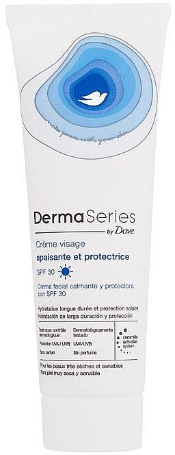 Зволожувальний денний крем для обличчя - Dove DermaSeries Soothing And Protective Face Cream SPF30 — фото N1