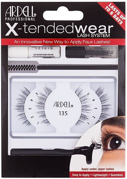 Набор - Ardell X-Tended Wear Lash System 135 (lashes/4pcs + clay/1ml + rem/1ml + appl/1pcs + brush/1pcs) — фото N1