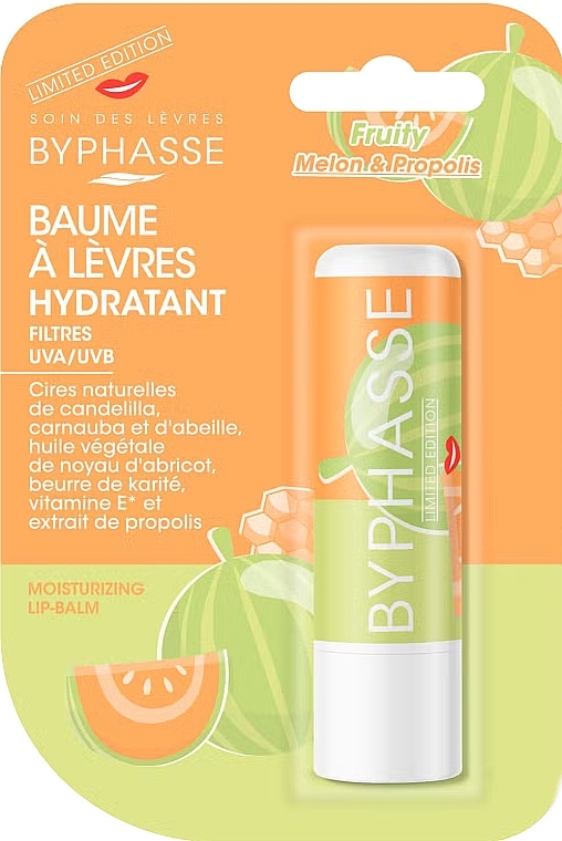 Бальзам для губ "Диня та прополіс" - Byphasse Limited Edition Fruity Melon & Propolis Lip-Balm — фото N1