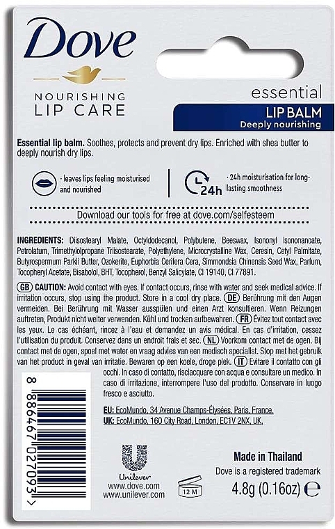 Зволожувальний бальзам для губ - Dove Lip Balm Care Essential — фото N3