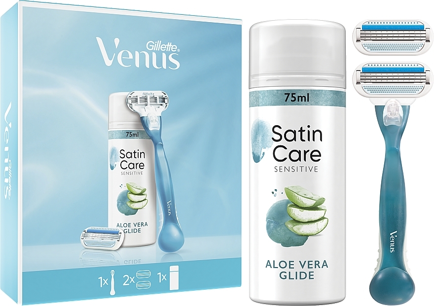 Набор - Gillette Venus Smooth (razor/1pc + refil/2pcs + shave/gel/75ml)  — фото N1