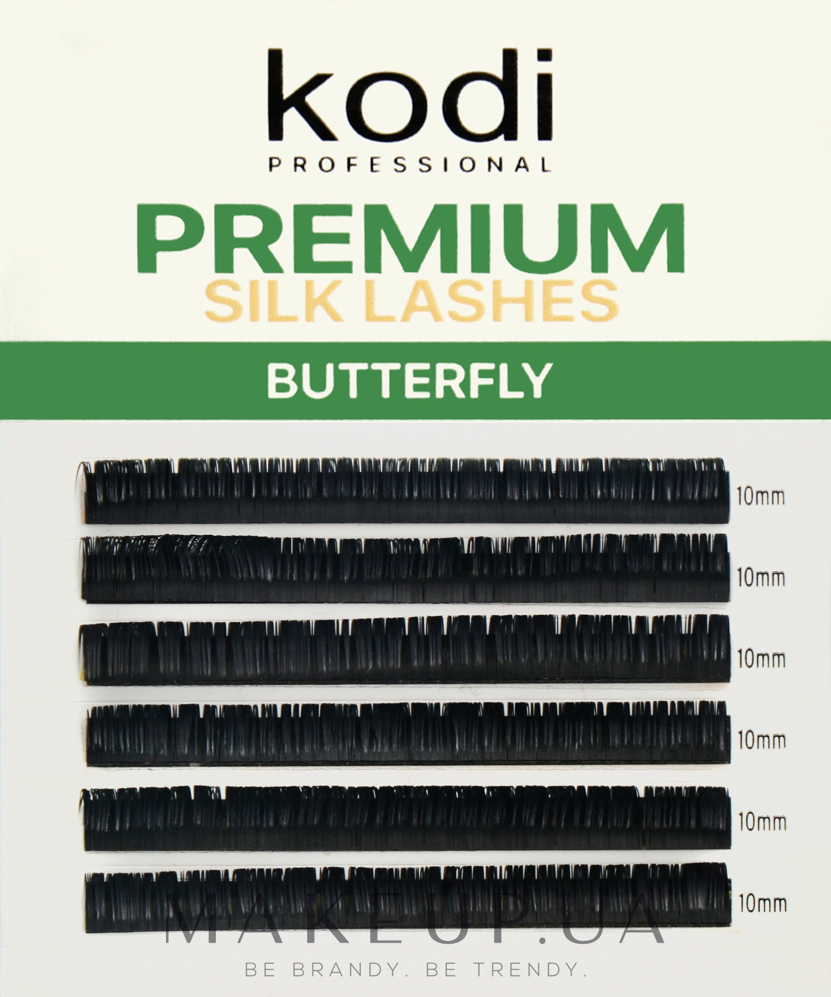 Накладні вії Butterfly Green D 0.10 (6 рядів: 10 мм) - Kodi Professional — фото 1уп