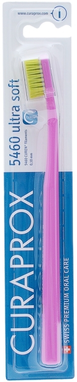 Зубна щітка CS 5460 "Ultra Soft", D 0,10 мм, рожева, салатова щетина - Curaprox — фото N1