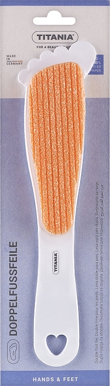 Педикюрна двостороння тертка з абразивом та пемзою, абрикосова - Titania — фото N1