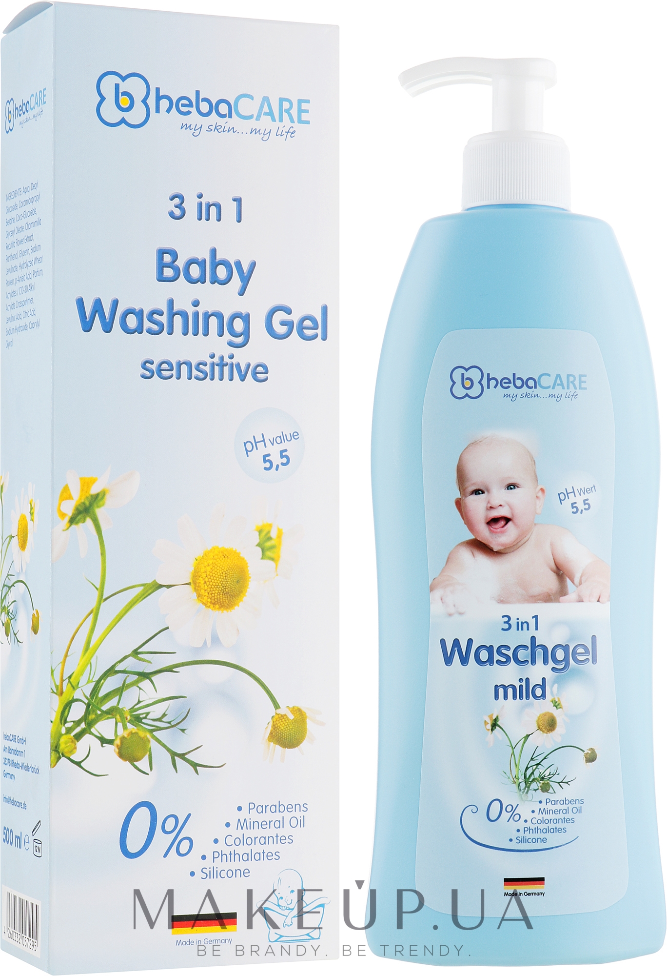 Детский нежный гель для мытья волос и тела 3в1 - HebaCARE Washing Gel 3in1 — фото 500ml