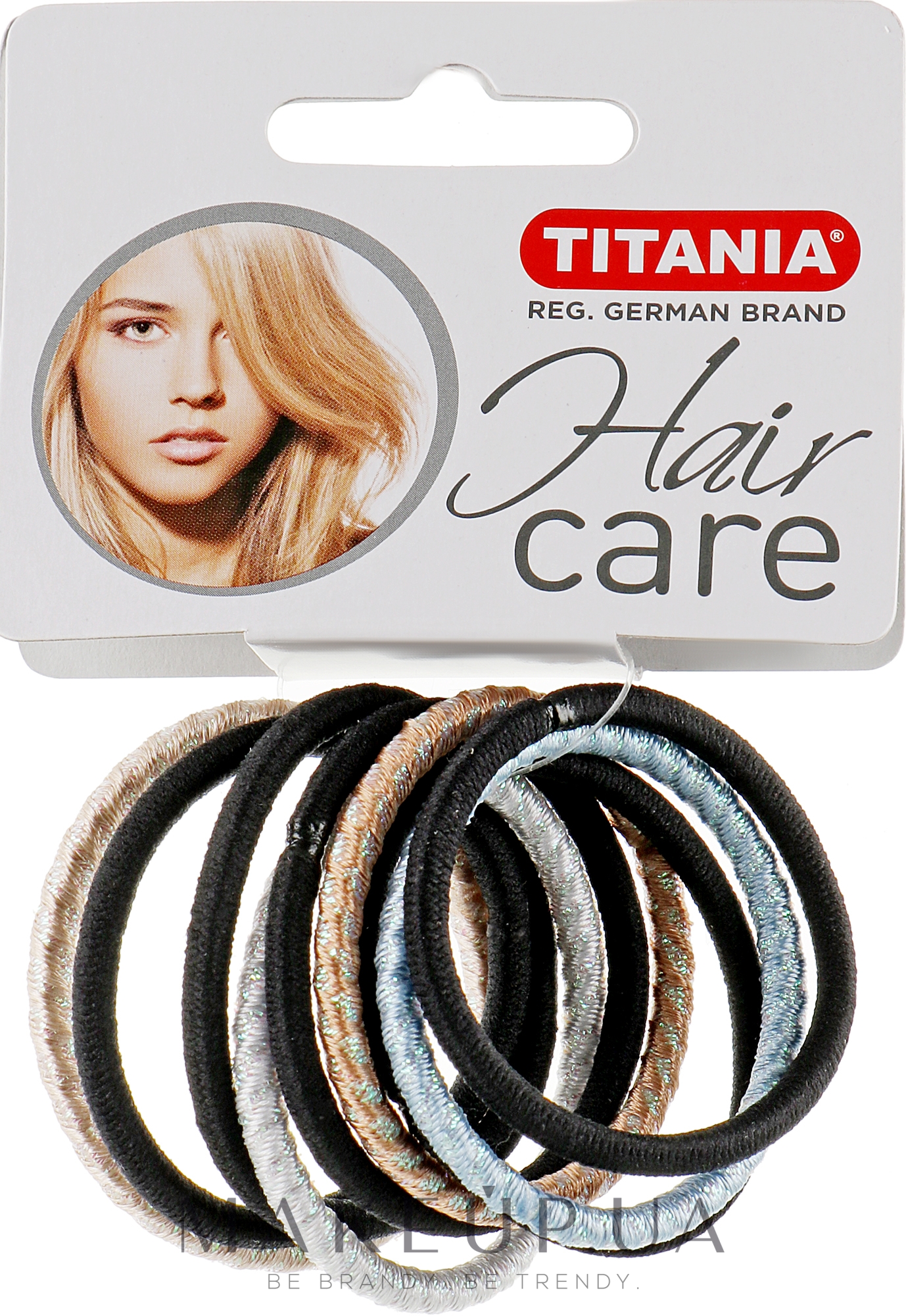 Еластичний затискач для волосся, 9 см, різнокольорові - Titania Hair Care — фото 9шт